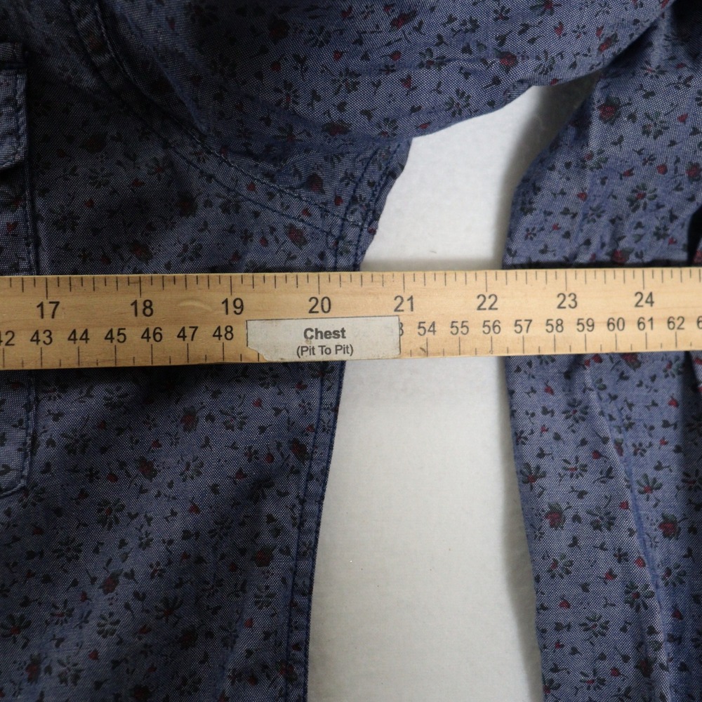 Salt Valley Western Shirt Floral Pearl Snap 100% Cotton Blue Cabbage Rose Men M - Picture 7 of 9